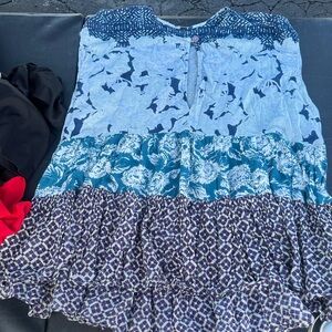 Free People Blue and White Maxi Skirt